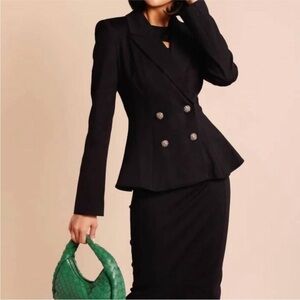 NWT rachel parcell women’s Black Ponte Knit Blazer size 0 Double Breasted Stud